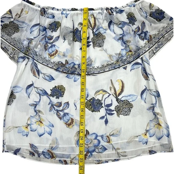 White House Black Market embroidered off the shoulder floral print top XL - Picture 6 of 9